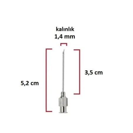 Çelik Enjektör İğnesi (17Gx1⅜) 1.4 mm çap, 3.5 cm uzunluk
