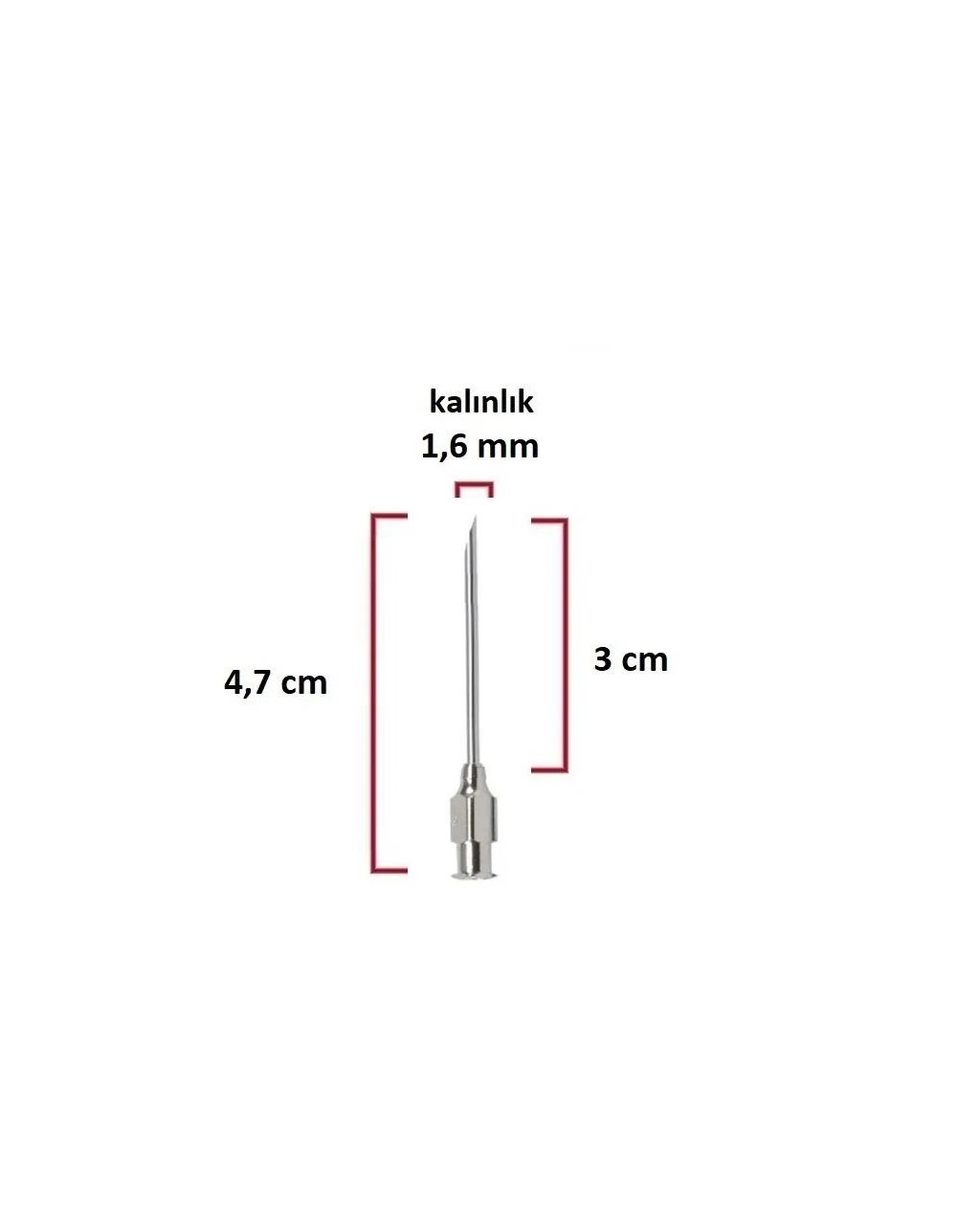 Çelik Enjektör İğnesi (16Gx1¼) 1.6 mm çap, 3 cm uzunluk