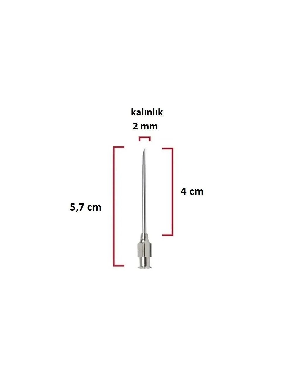 Çelik Enjektör İğnesi (14Gx1½) 2 mm çap, 4 cm uzunluk Çelik Enjektör İğnesi (14Gx1½) 2 mm çap, 4 cm uzunluk
