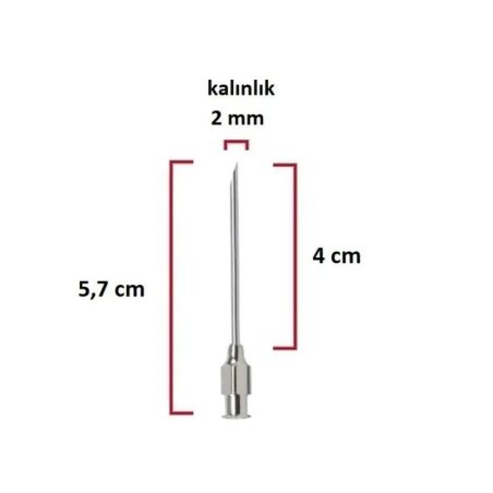 Çelik Enjektör İğnesi (14Gx1½) 2 mm çap, 4 cm uzunluk