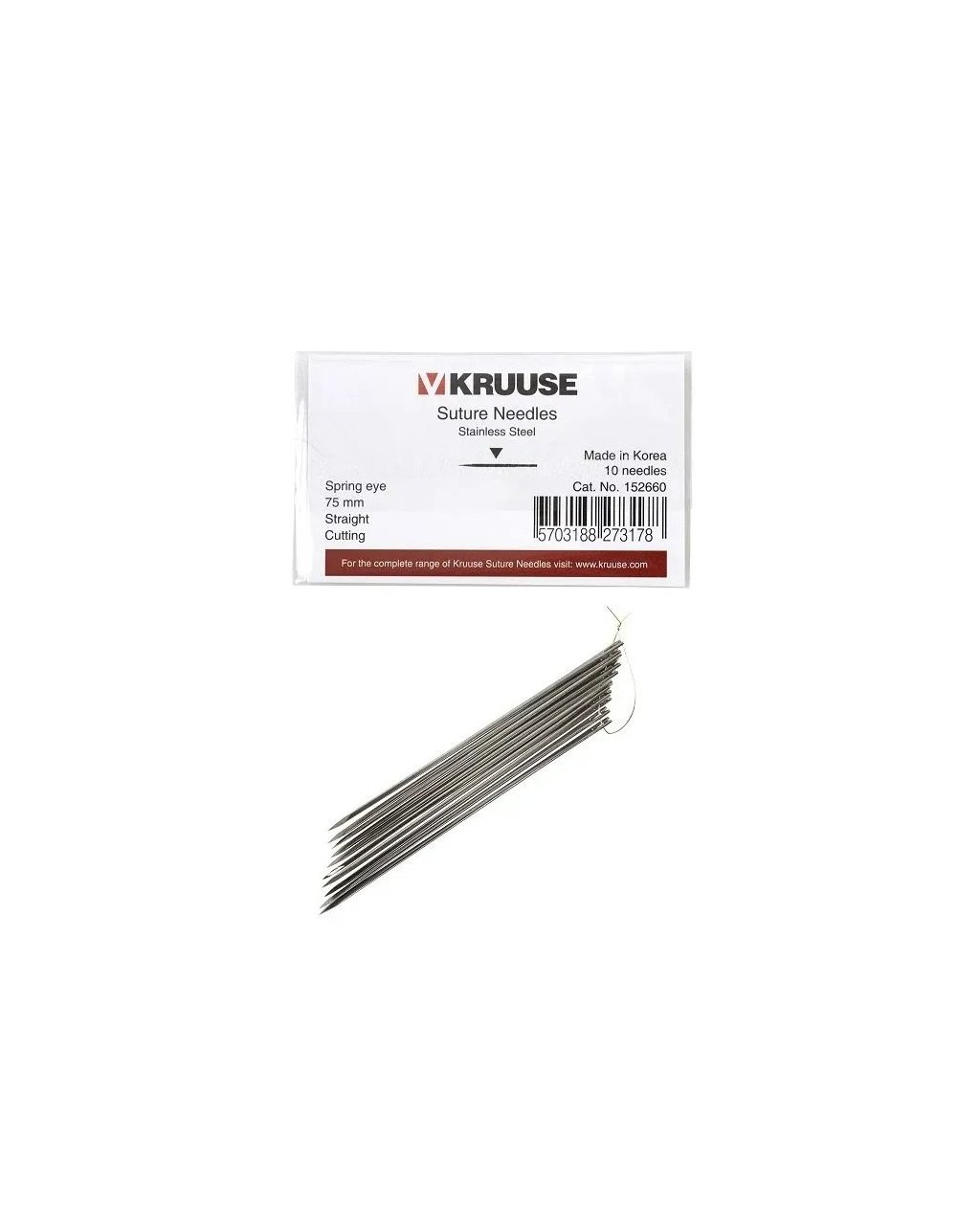 Sütür İğnesi Spring Eye Düz Keskin 75 mm 10/pk Sütür İğnesi Spring Eye Düz Keskin 75 mm 10/pk